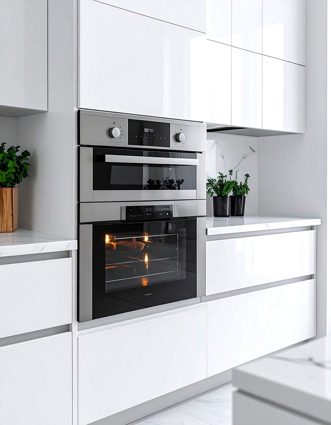 White kitchen wall oven - 30 wall oven kitchen ideas