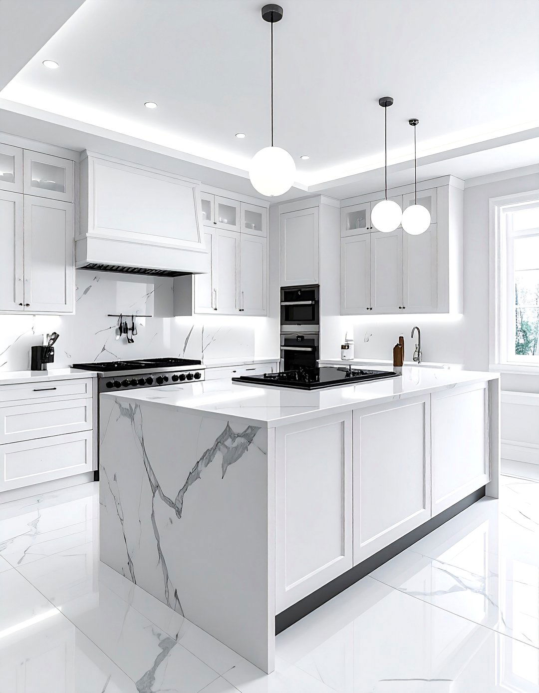 White kitchen with downdraft island - 30 downdraft cooktop kitchen ideas