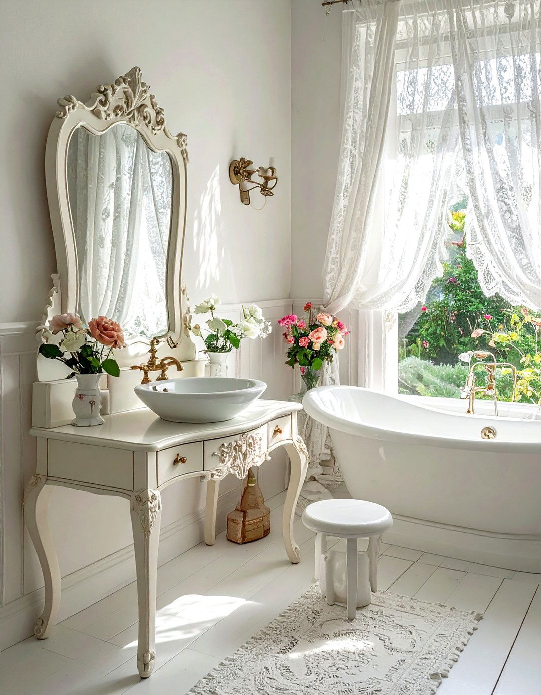 White lace window film - 30 bathroom window film ideas