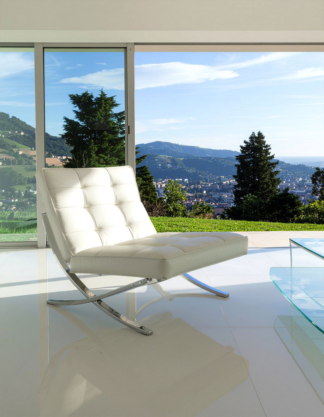 White leather Barcelona chair - 30 living room Barcelona chair ideas