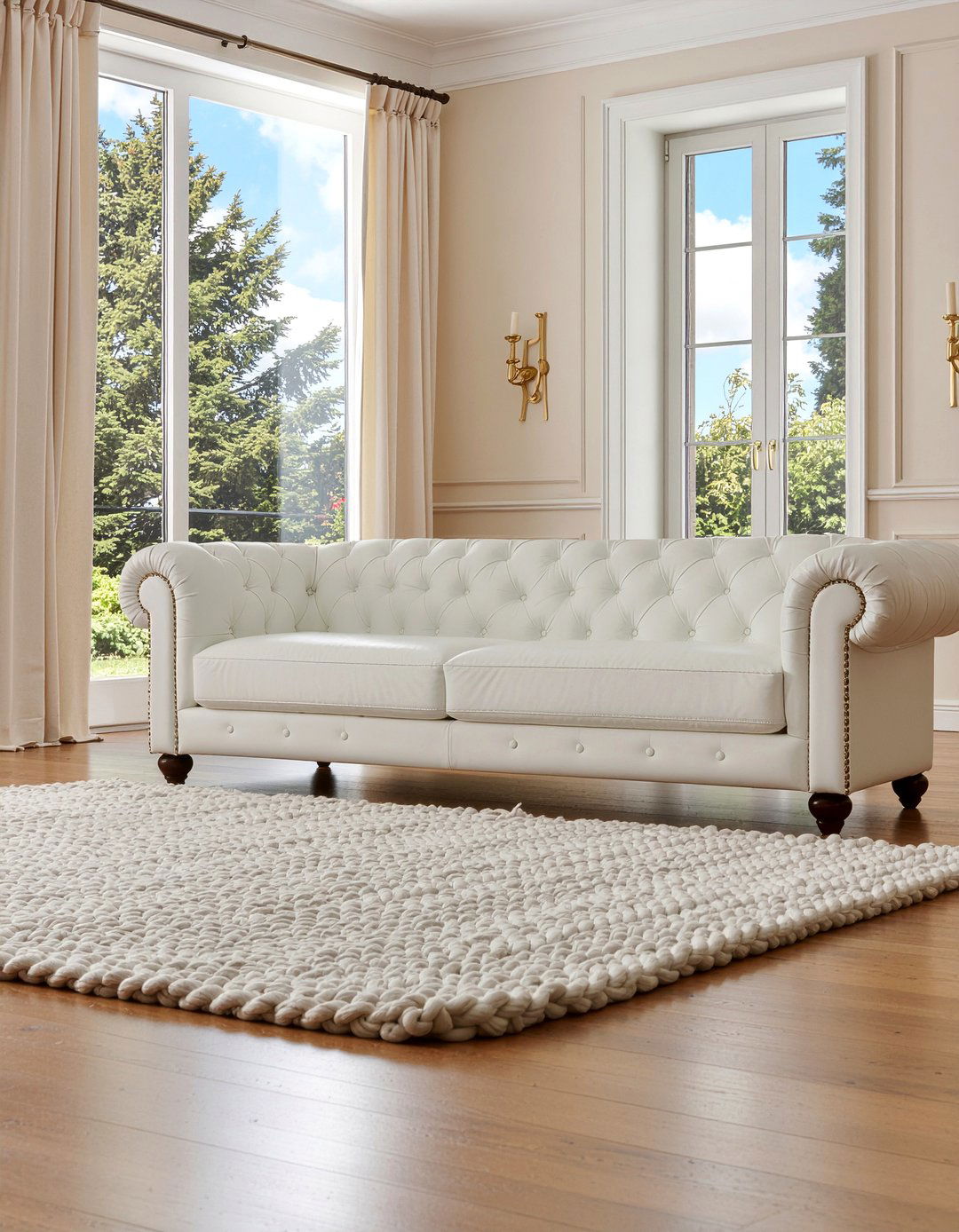 White leather sofa - 30 leather living room ideas