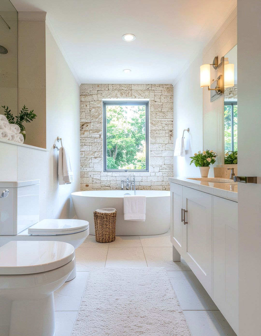 White limestone bathroom - 30 limestone tile bathroom ideas