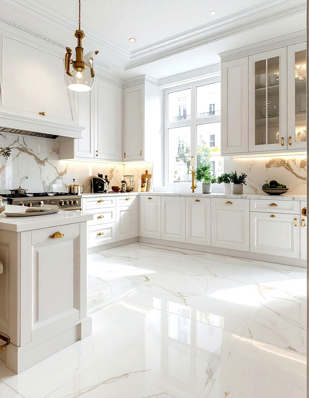 White limestone kitchen floor - 30 limestone floor kitchen ideas