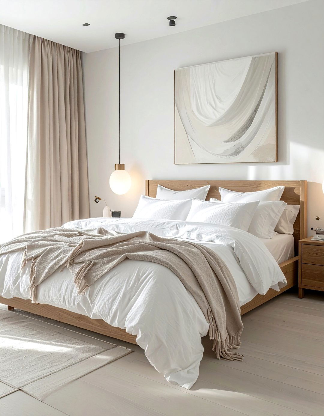 White linen bedding - 30 desert modern decor ideas