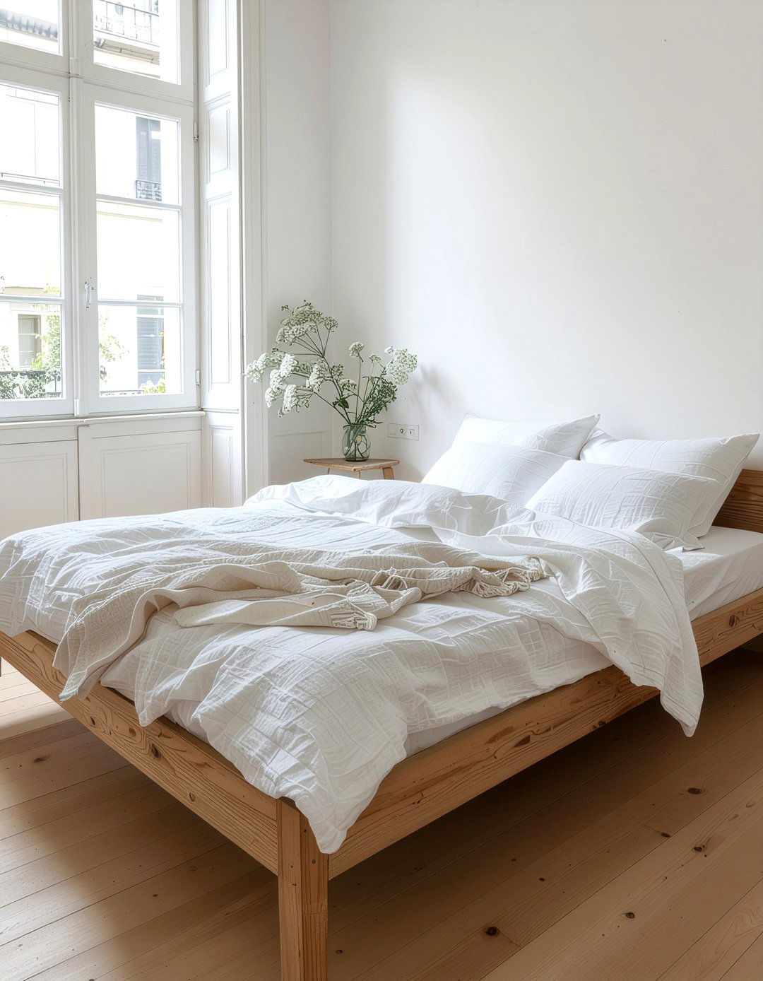 White linen bedding - 30 Parisian bedroom ideas