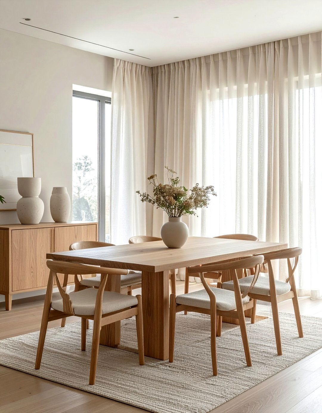 White linen dining room curtains - 30 floor length curtain dining room ideas