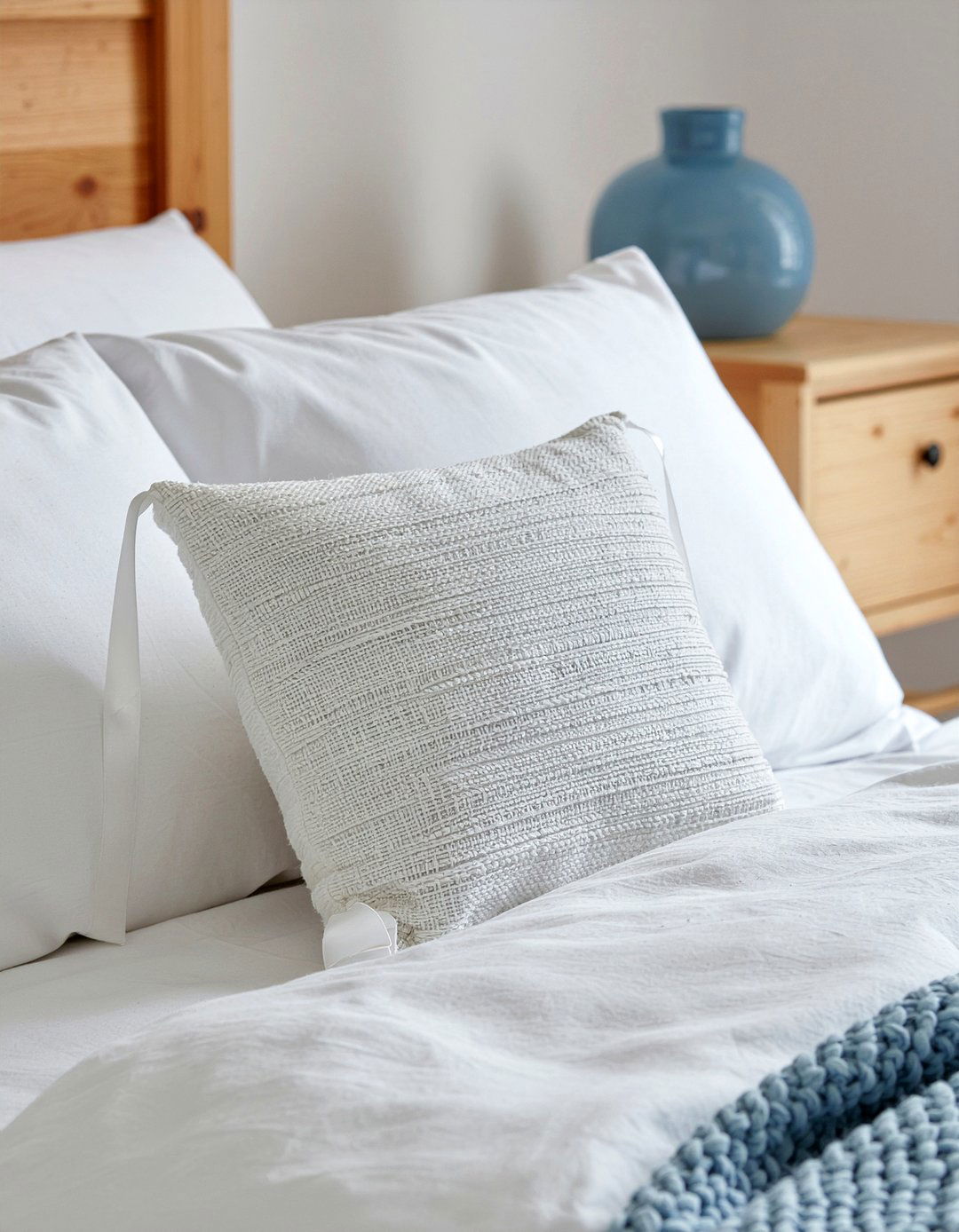 White linen neckroll pillow - 30 bedroom bolster pillows