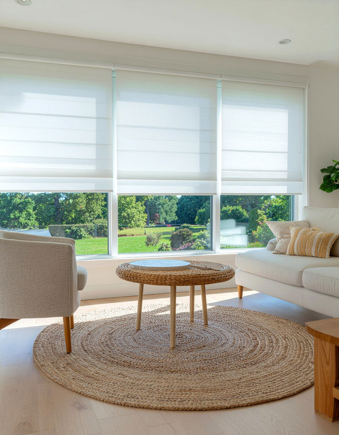 White linen roman shades - 30 living room roman shades