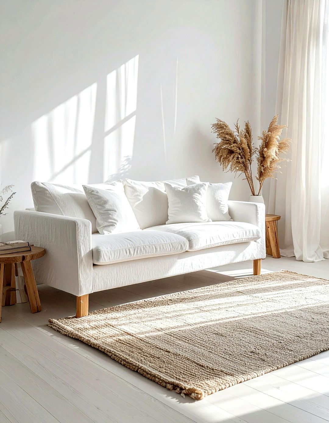 White linen sofa - 30 all white decor ideas