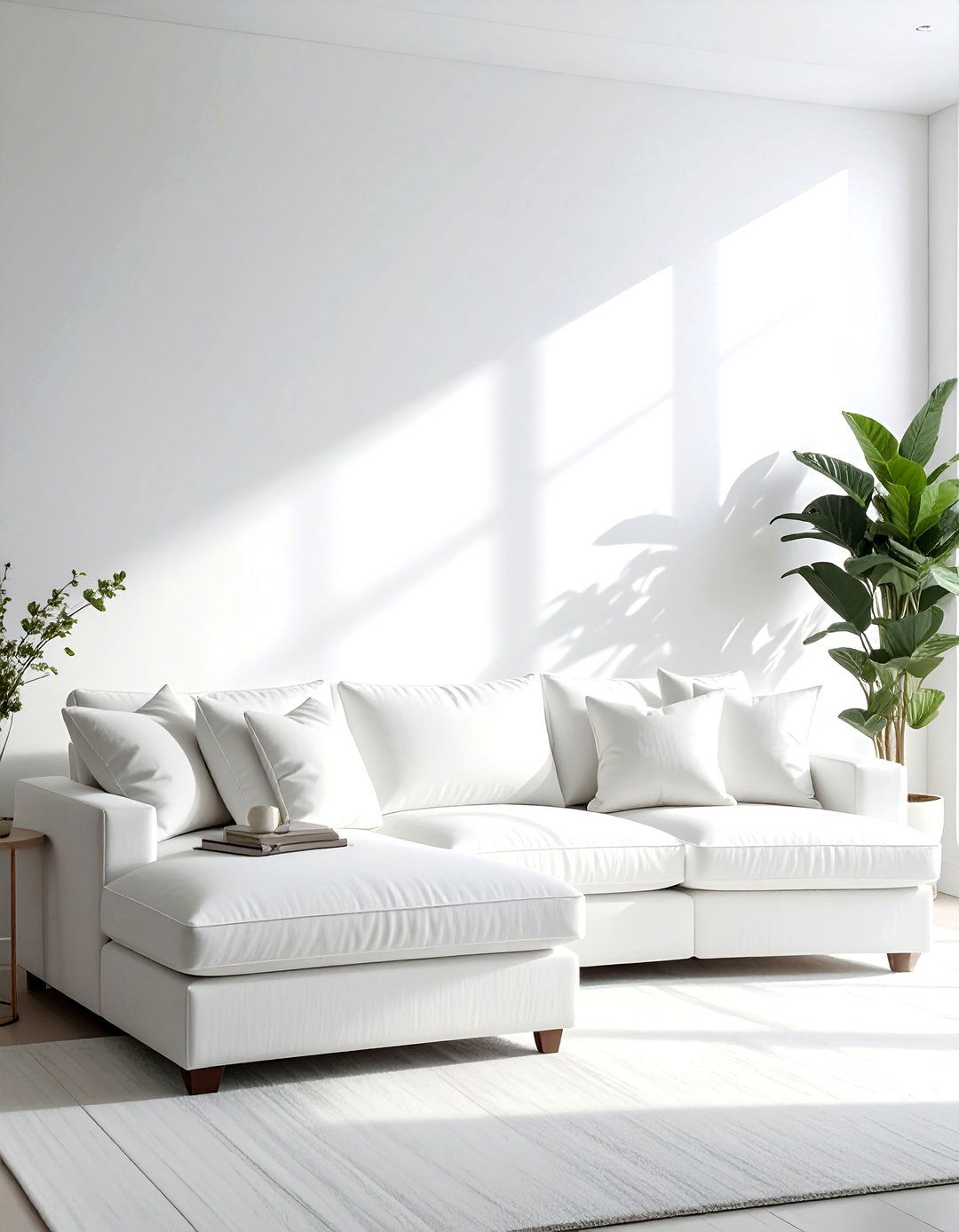 White living room sectional sofa - 30 minimalist white living room ideas