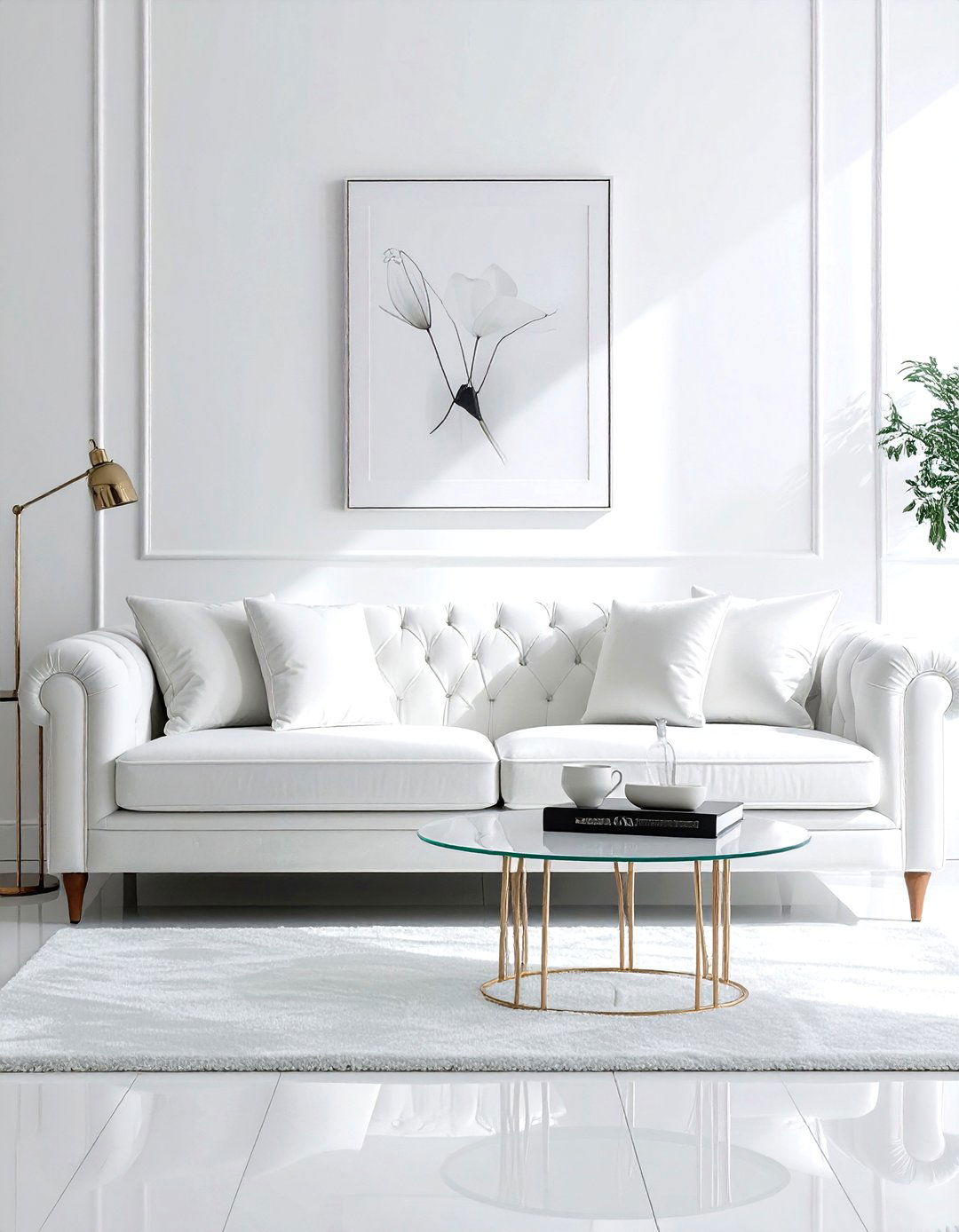 White living room velvet furniture - 30 minimalist white living room ideas