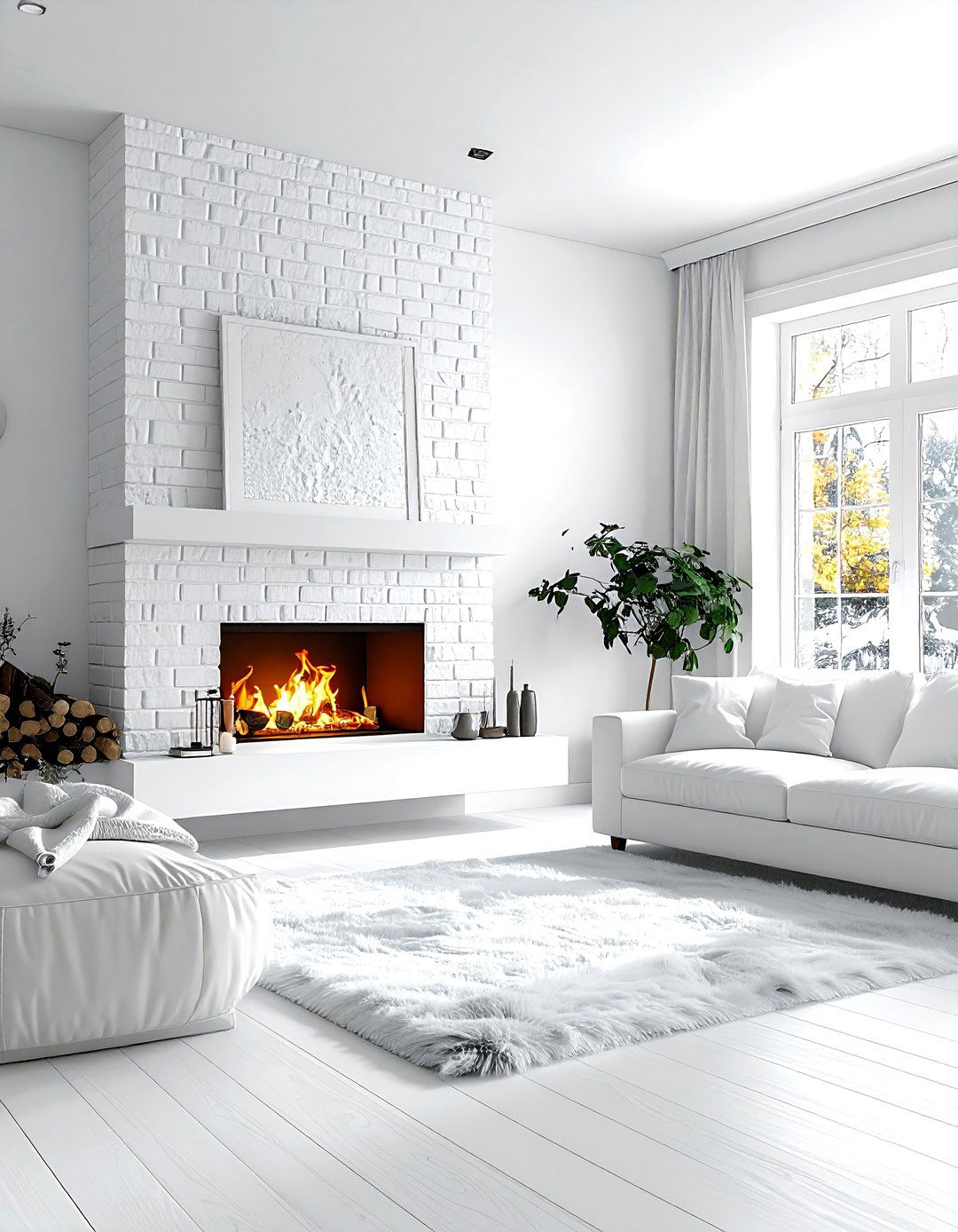 White living room with fireplace - 30 white and white living room ideas