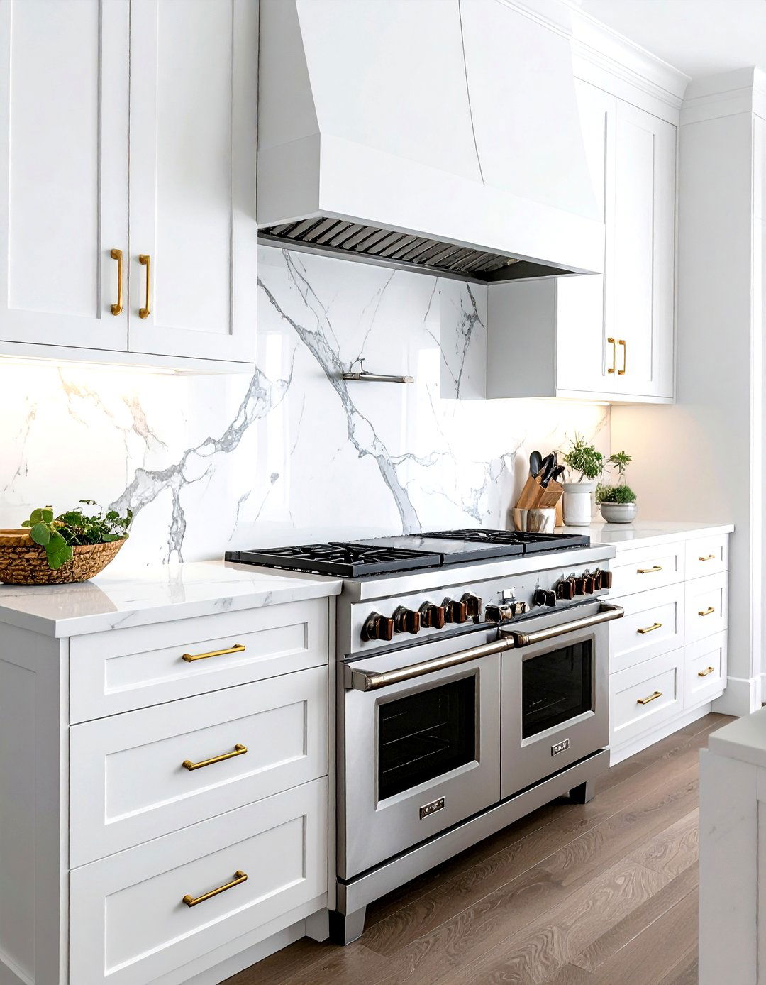 White marble backsplash - 30 crisp decor ideas
