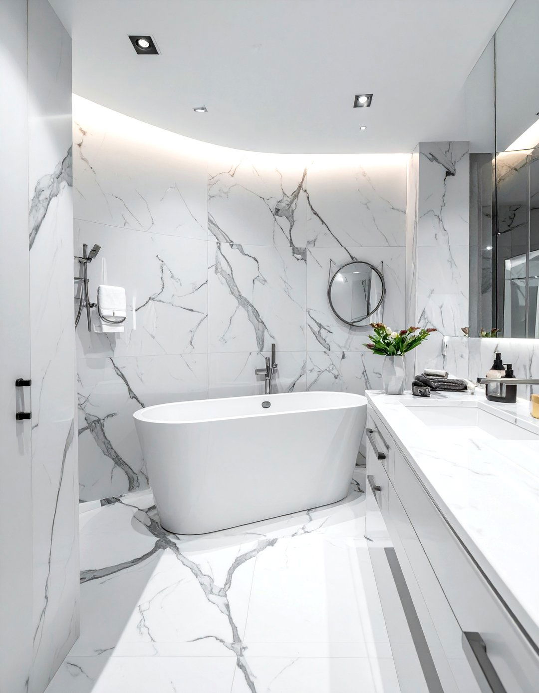 White marble bathroom - 30 bright bathroom ideas