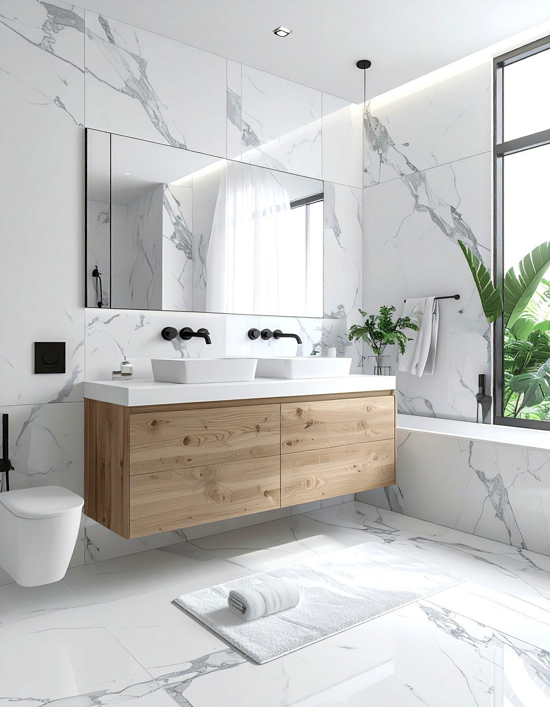 White marble bathroom - 30 Scandinavian minimalist decor ideas