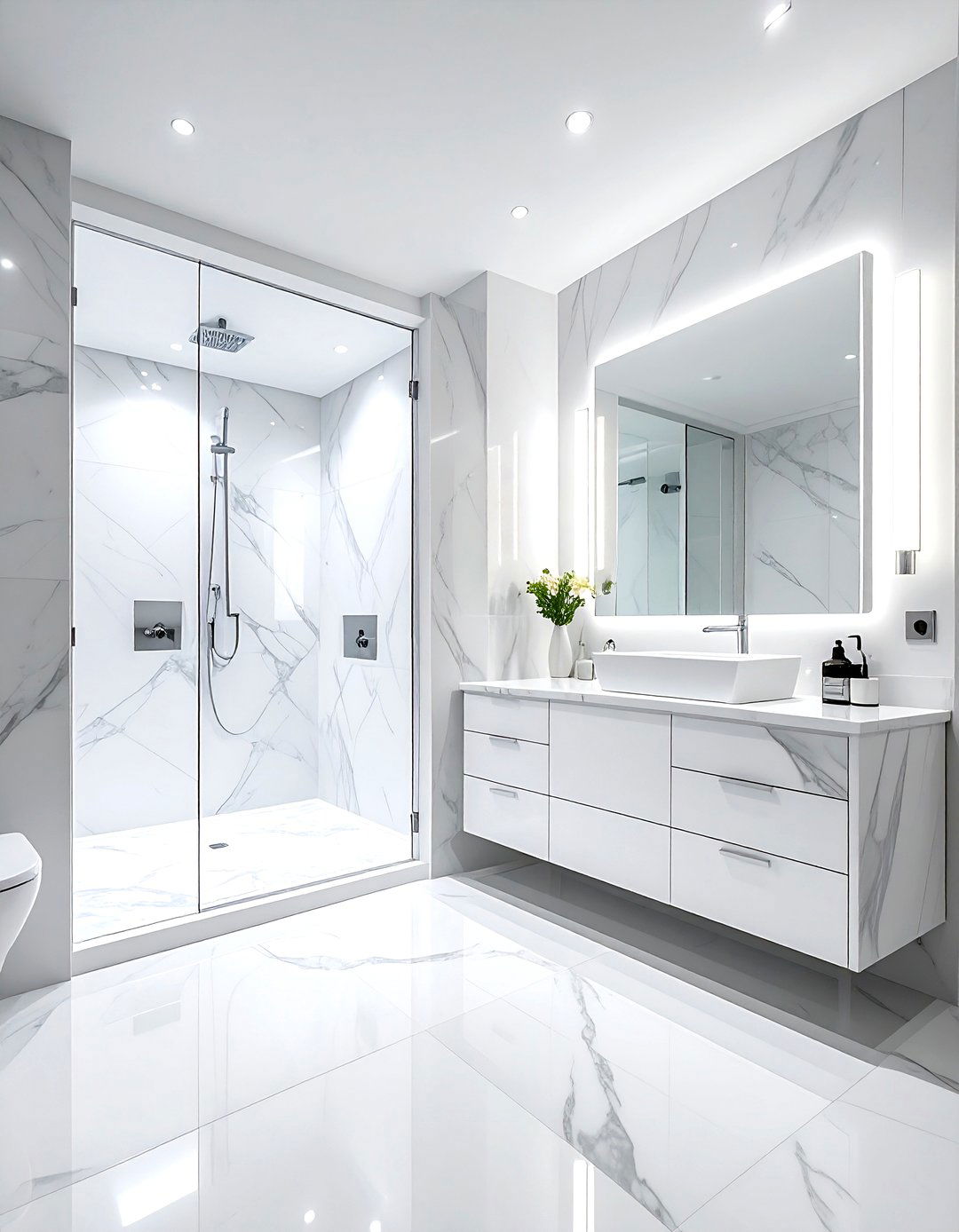 White marble bathroom - 30 white bathroom decor ideas