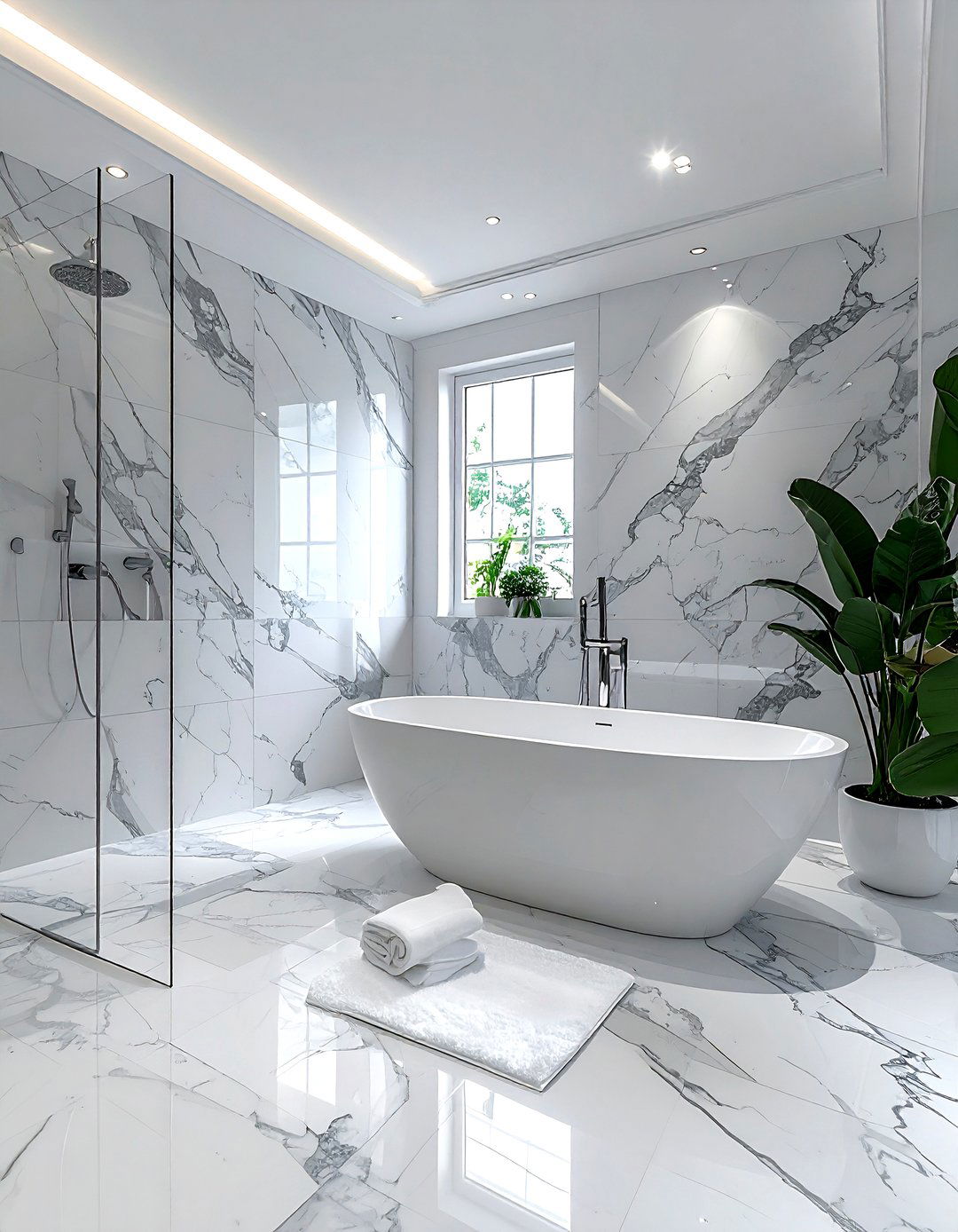 White marble bathroom - 30 grey and white bathroom ideas