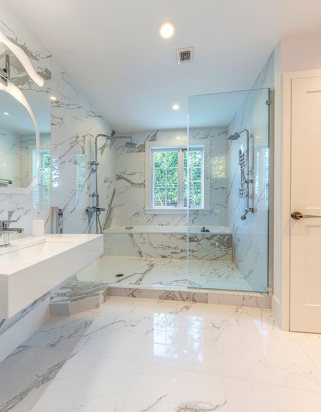 White marble bathroom - 30 marble look bathroom ideas