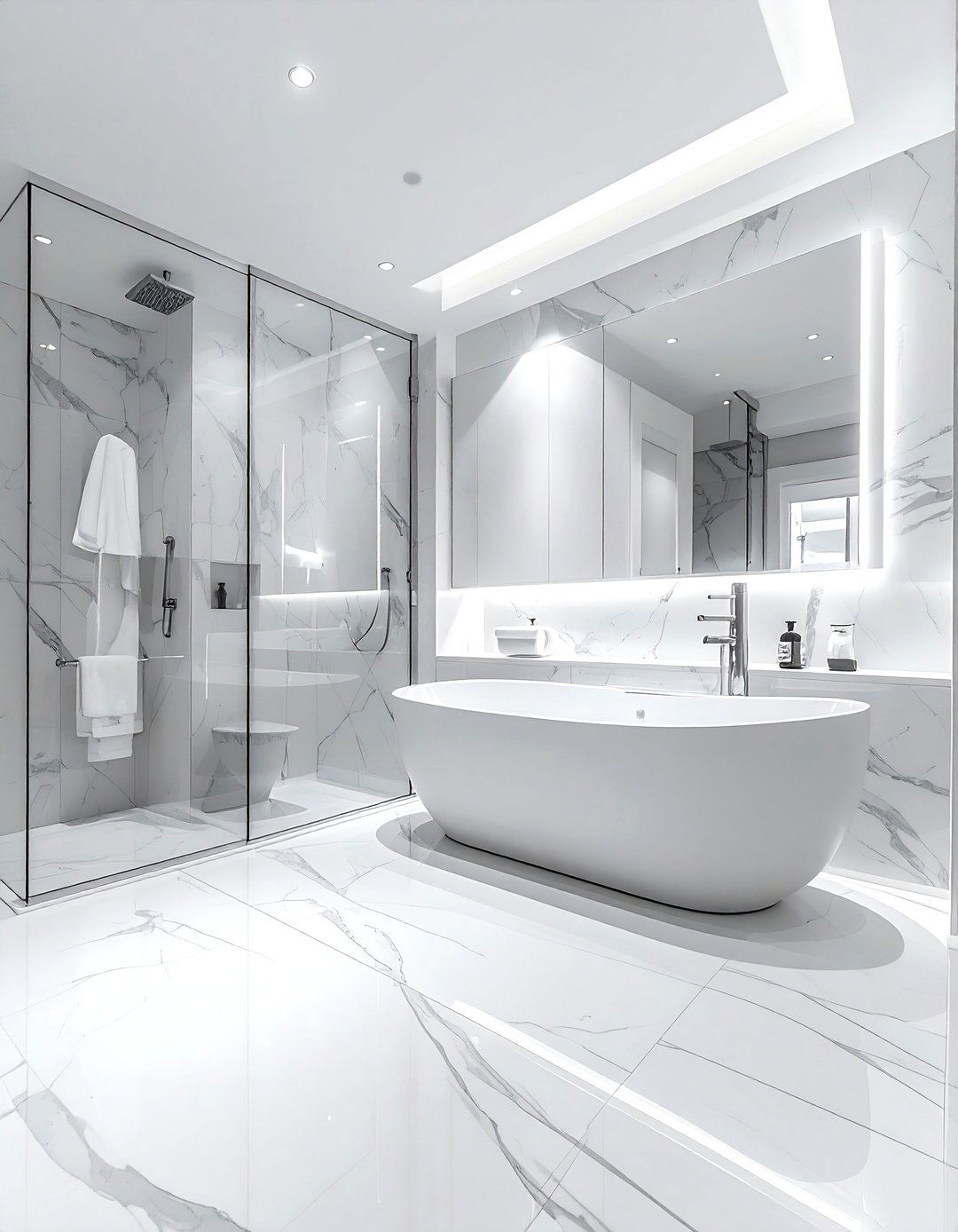 White marble bathroom - 30 all white decor ideas