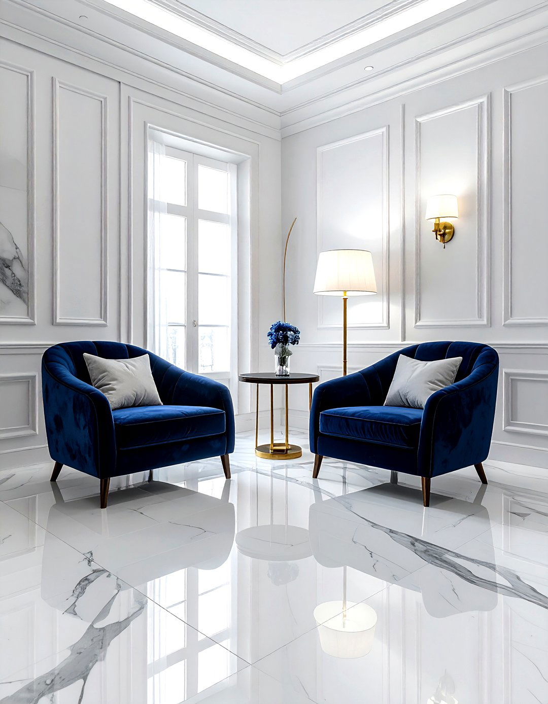 White marble floor tile - 30 living room tile designs