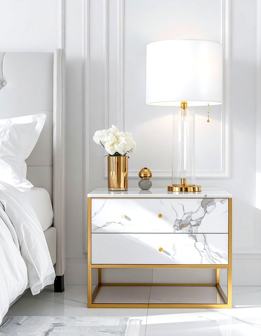 White marble gold bedroom furniture - 30 gold and white bedroom ideas