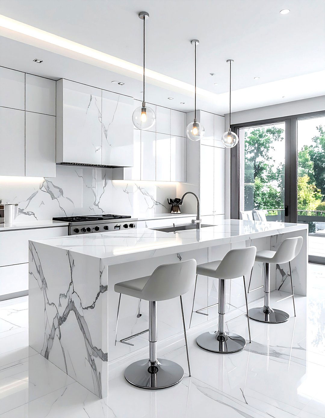 White marble kitchen - 30 marble kitchen ideas