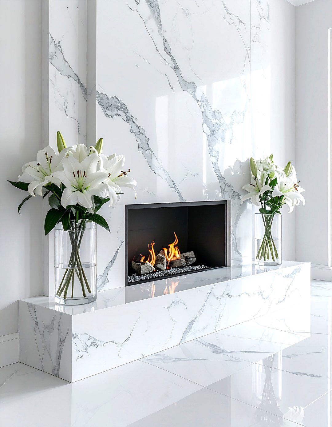 White marble mantel - 30 mantel styling ideas