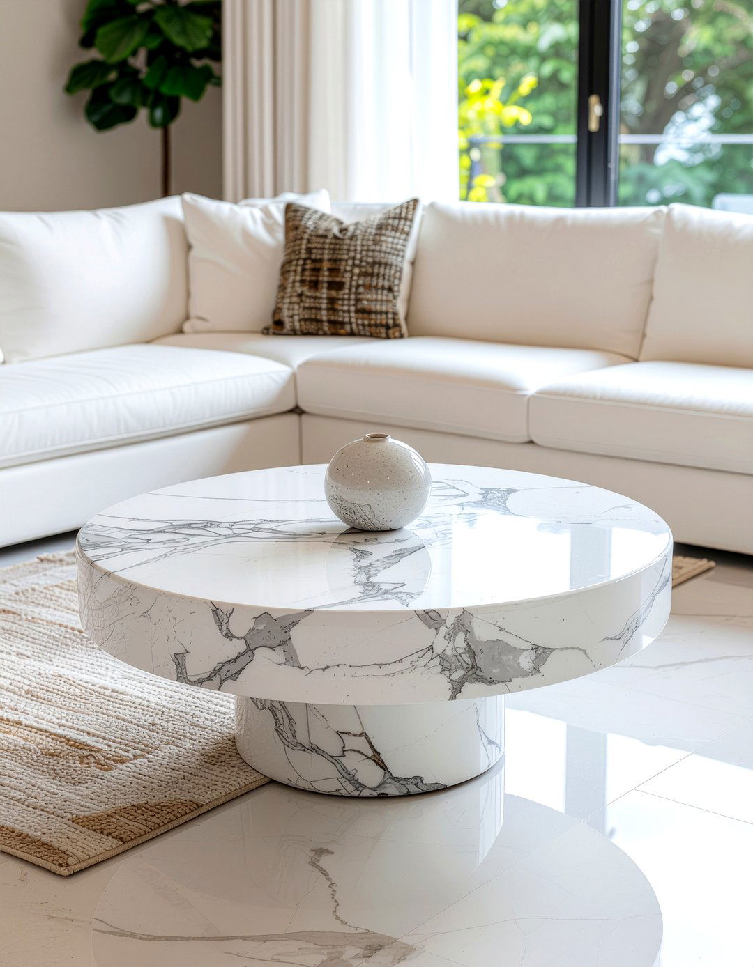 White marble round coffee table - 30 living room round coffee tables