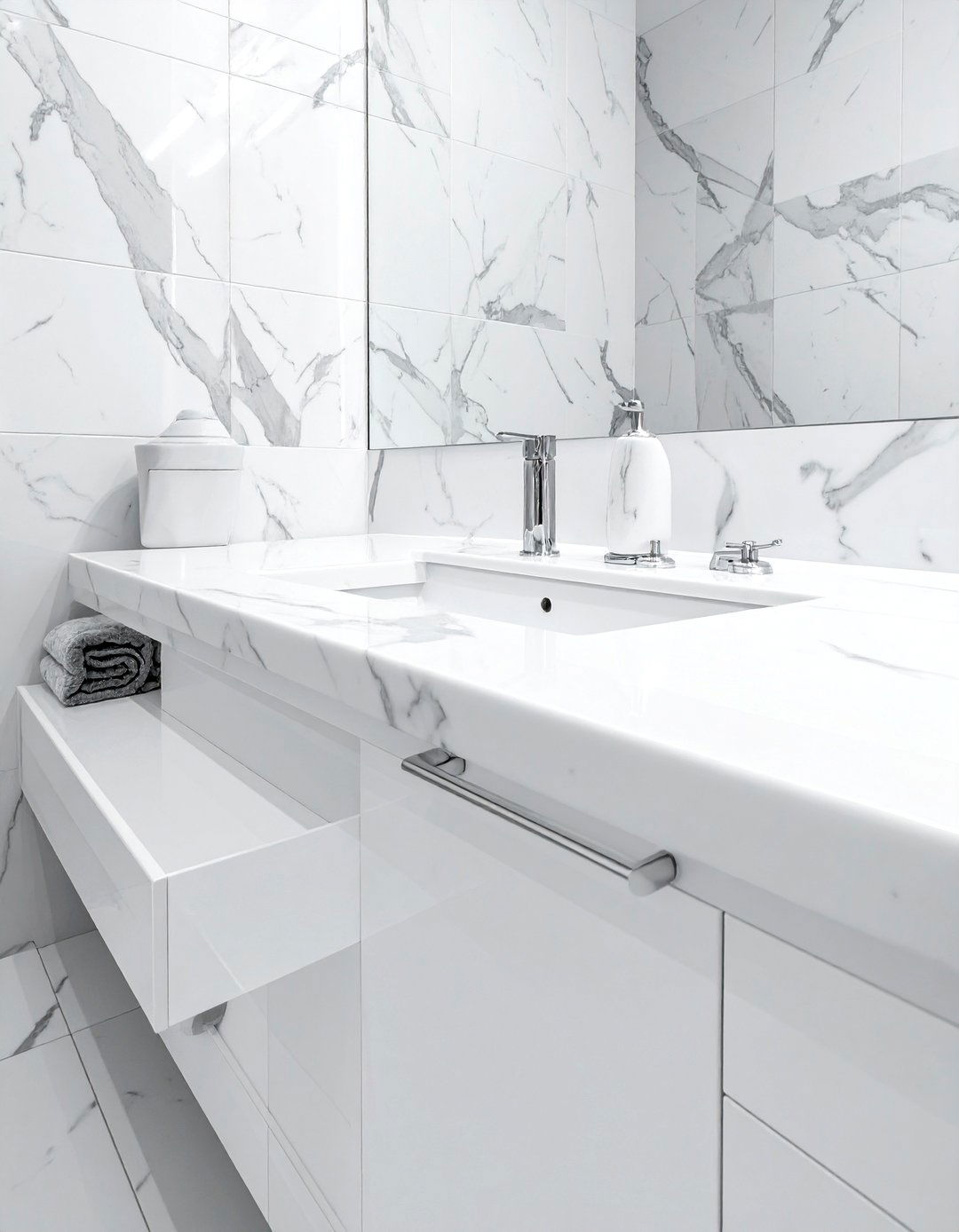 White marble surfaces - 30 calming bathroom ideas