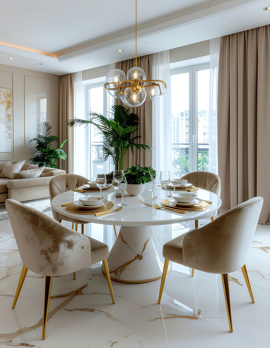 White marble table - 30 dining room improvement ideas