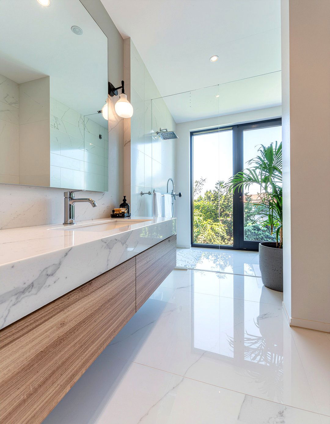 White marble vanity - 30 modern bathroom vanity ideas