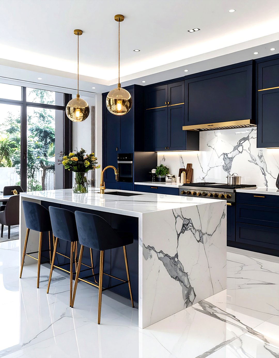 White marble wall kitchen - 30 kitchen stone wall ideas