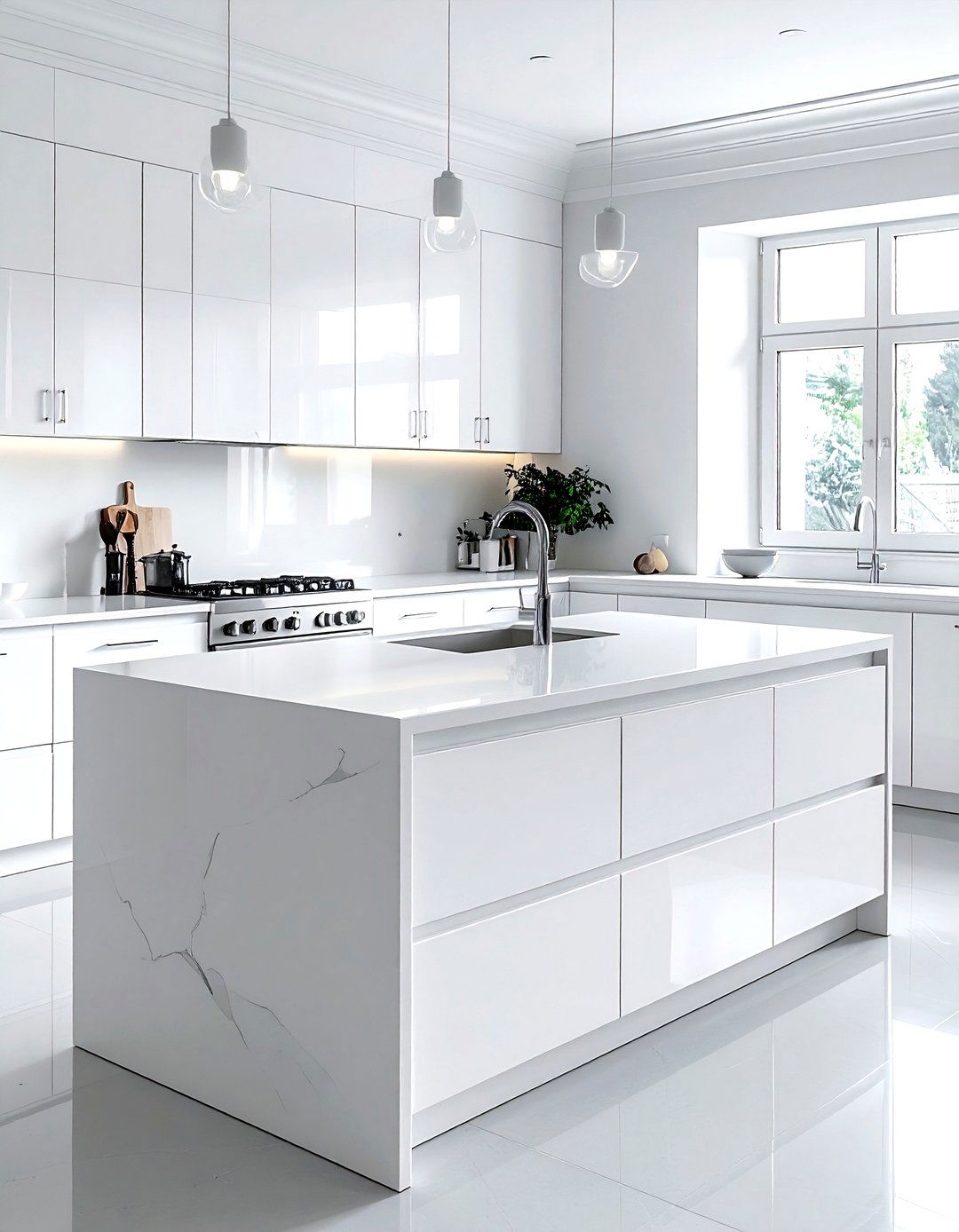 White minimalist island - 30 kitchen island ideas