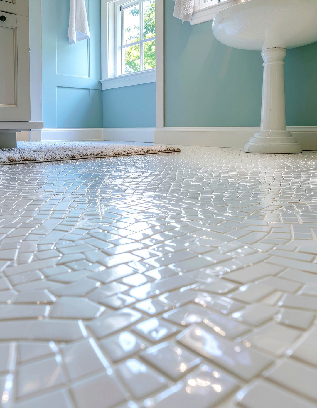 White mosaic tile - 30 bathroom tile ideas