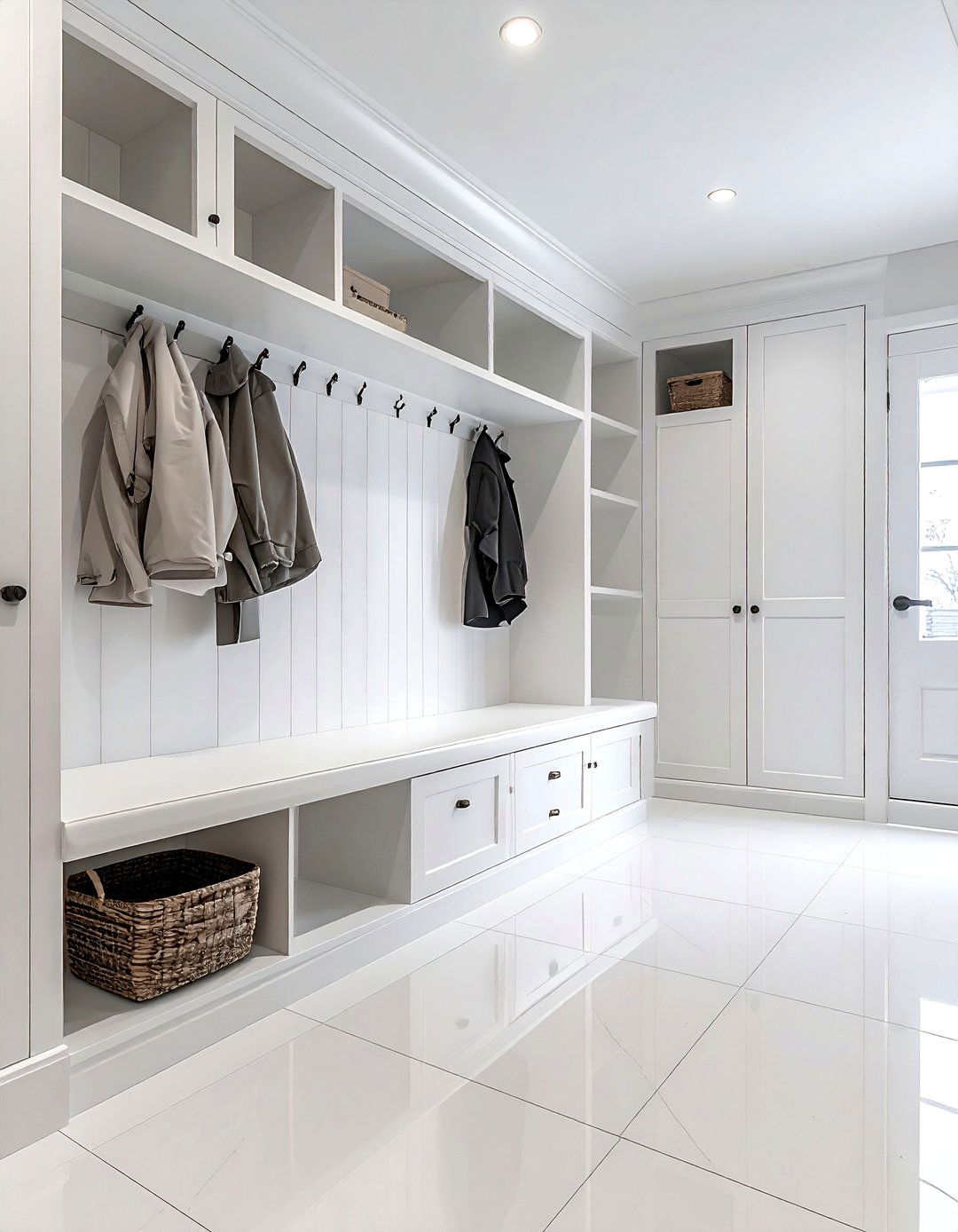 White mudroom - 30 all white decor ideas