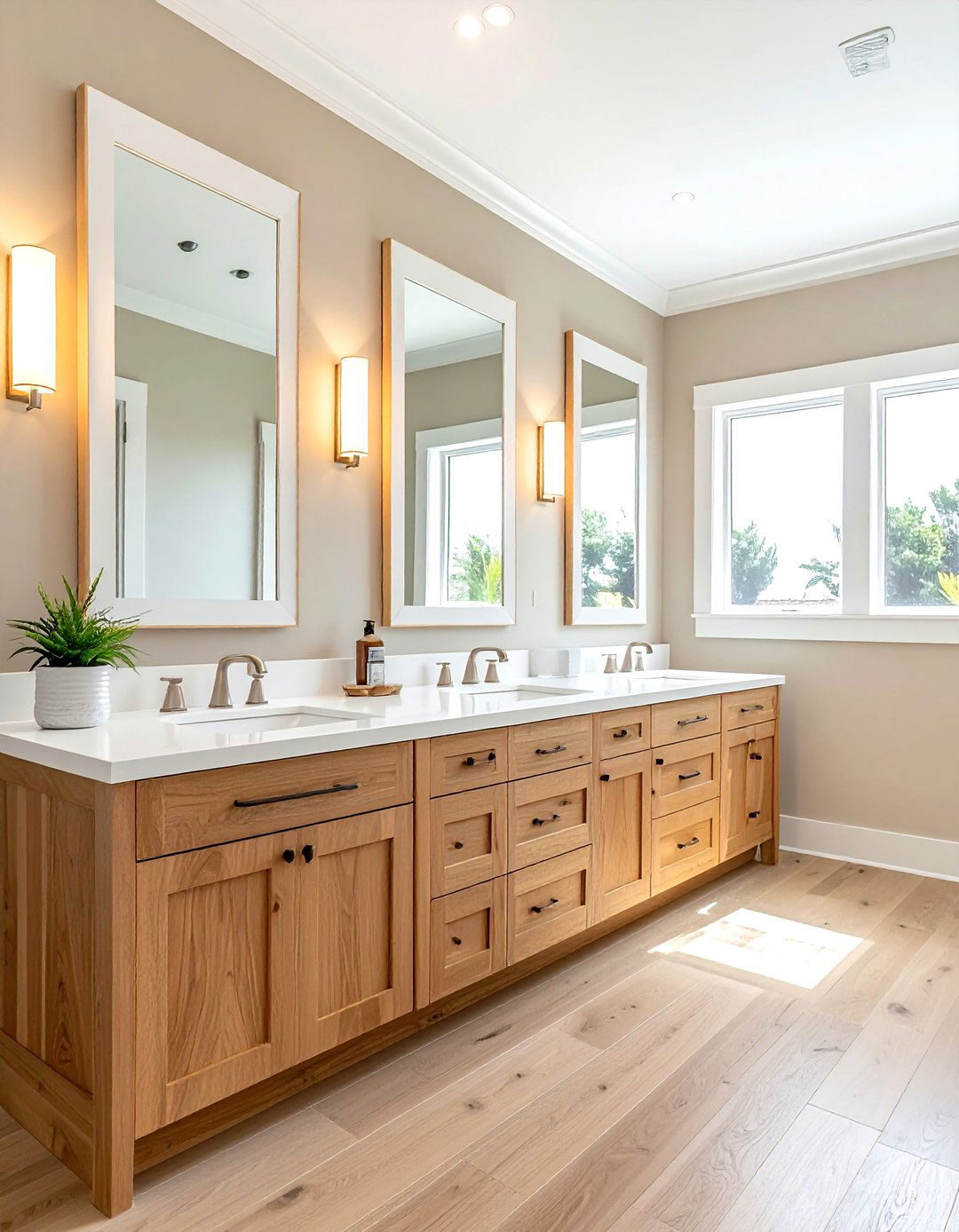 White oak cabinetry - 30 coastal bathroom ideas