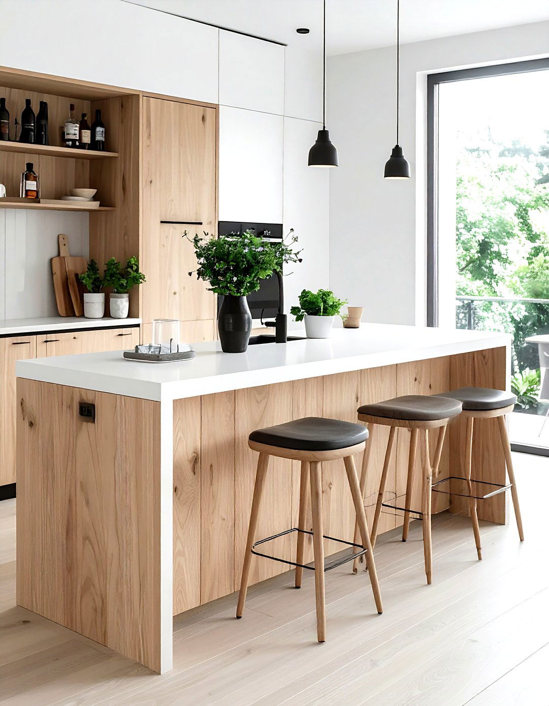 White oak dry bar - 30 kitchen dry bar ideas