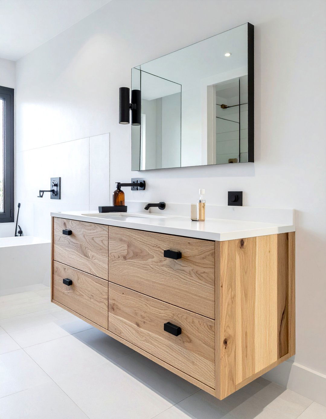 White oak vanity - 30 Cape Cod bathroom ideas