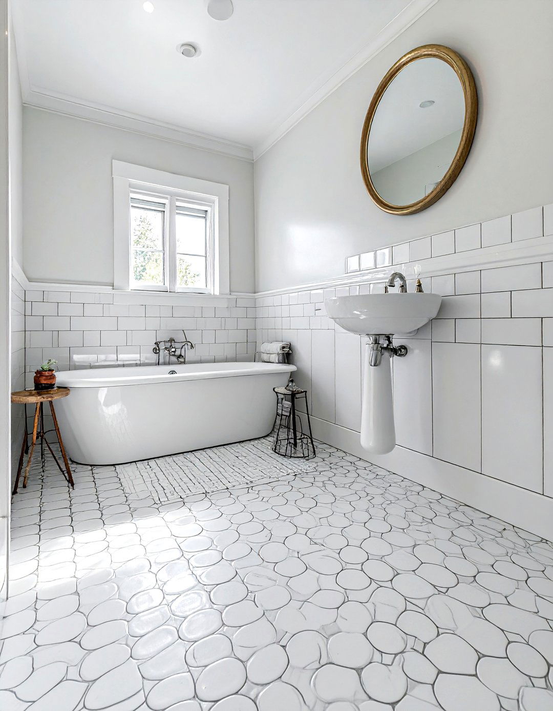 White penny tile bathroom - 30 bright bathroom ideas