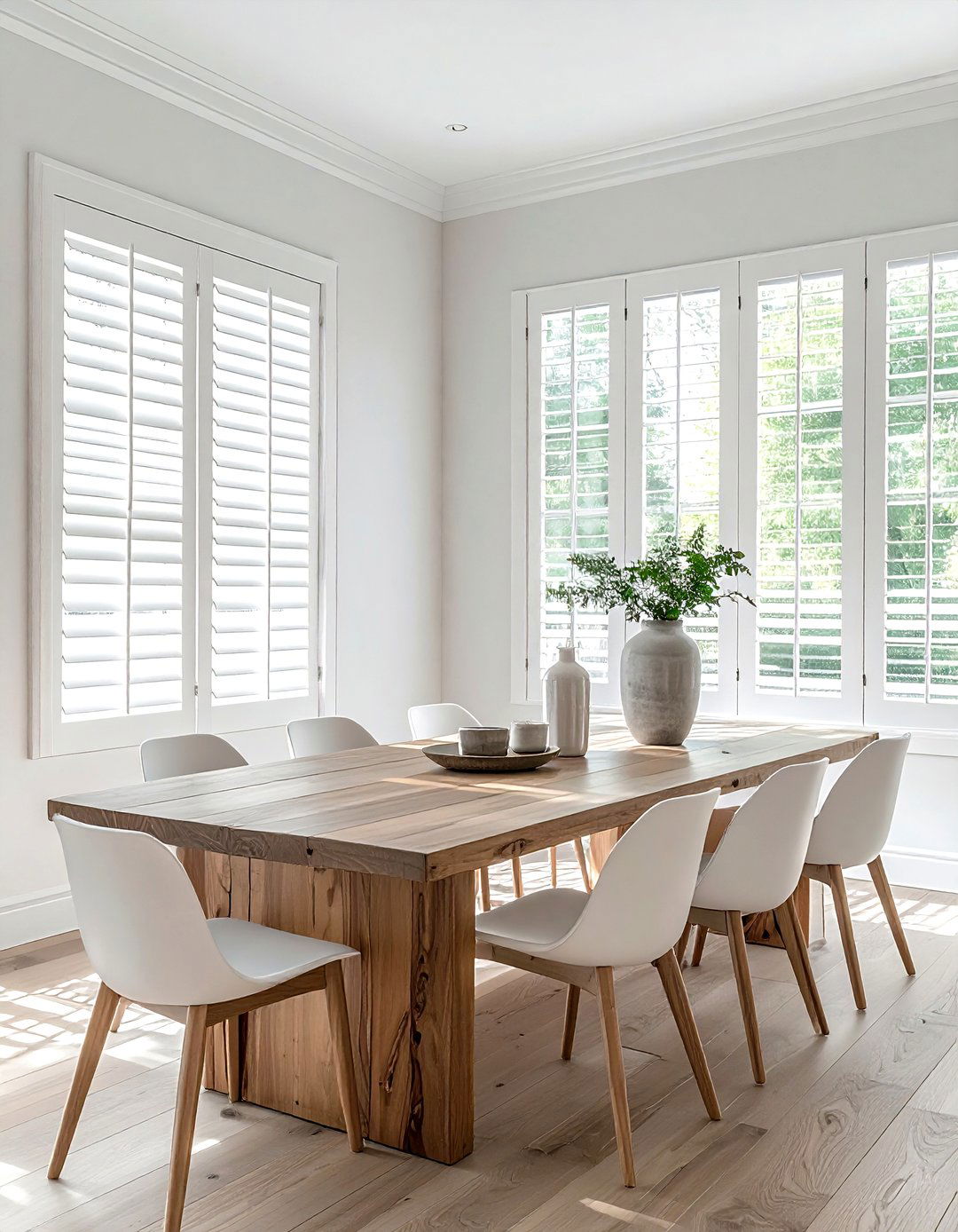 White plantation shutters - 30 dining room shutter ideas
