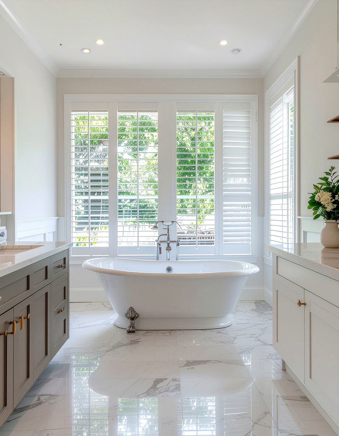 White plantation shutters - 30 bathroom shutter ideas