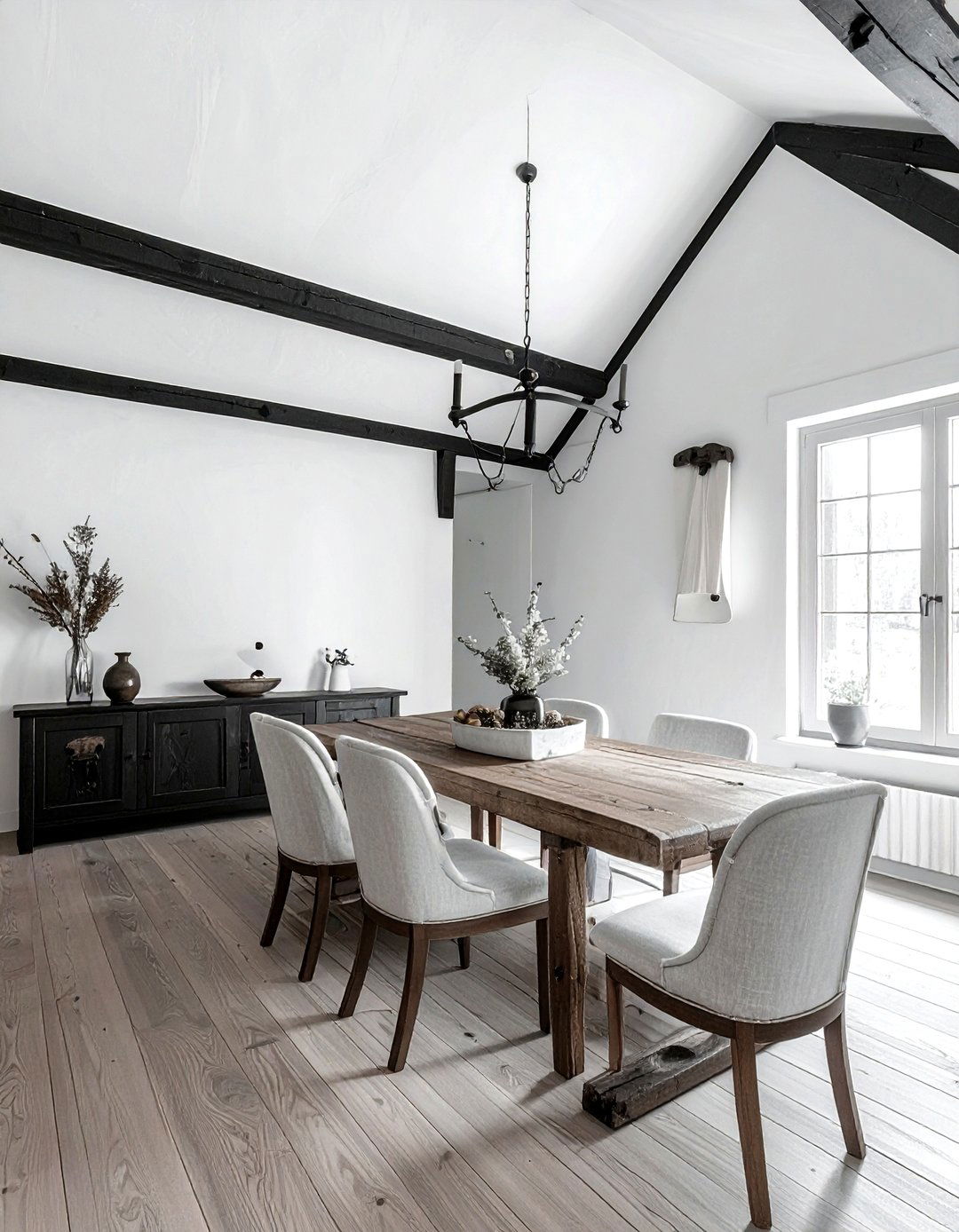 White plaster wall - 30 Tudor dining room ideas