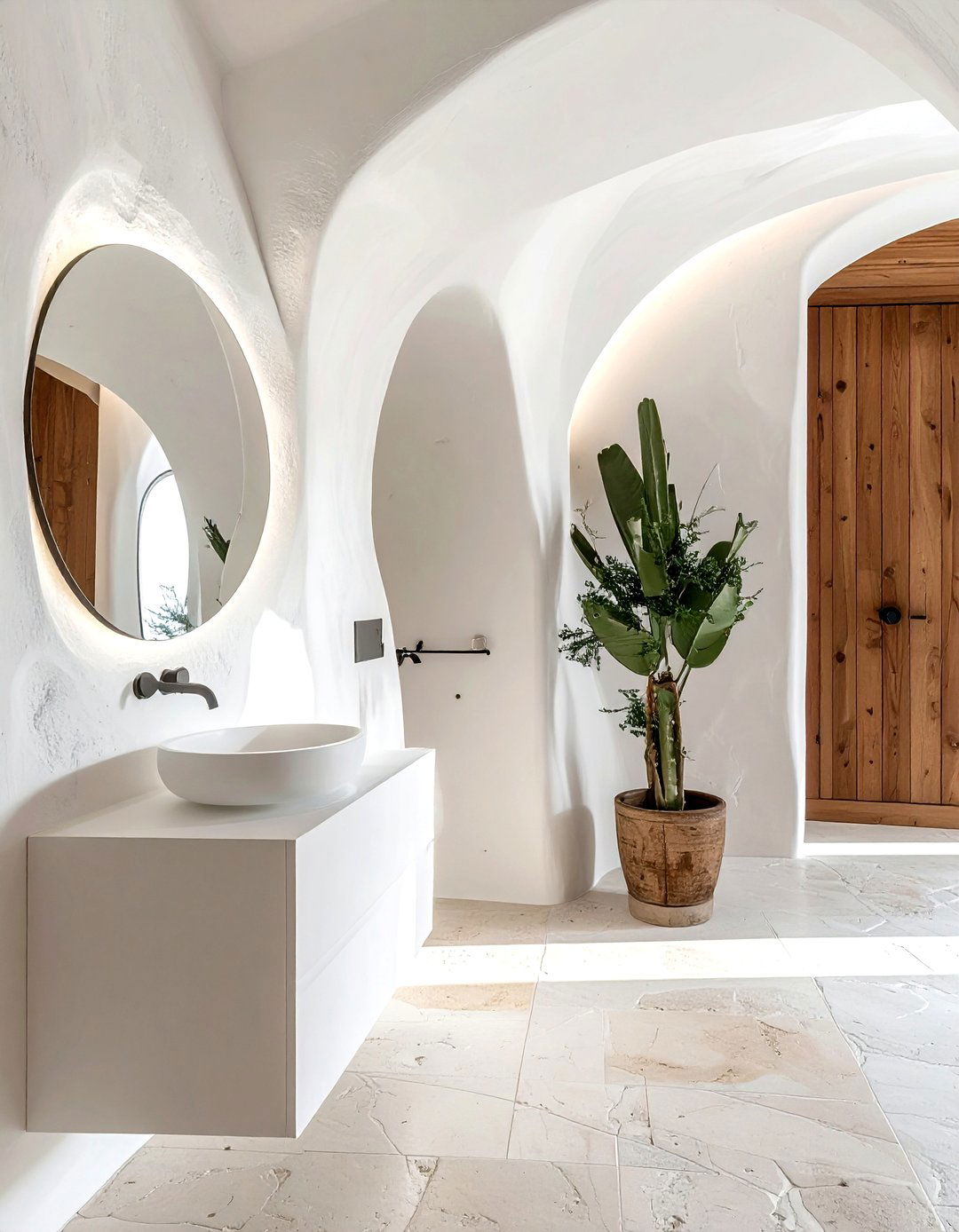 White plaster wall light - 30 bathroom sconce ideas