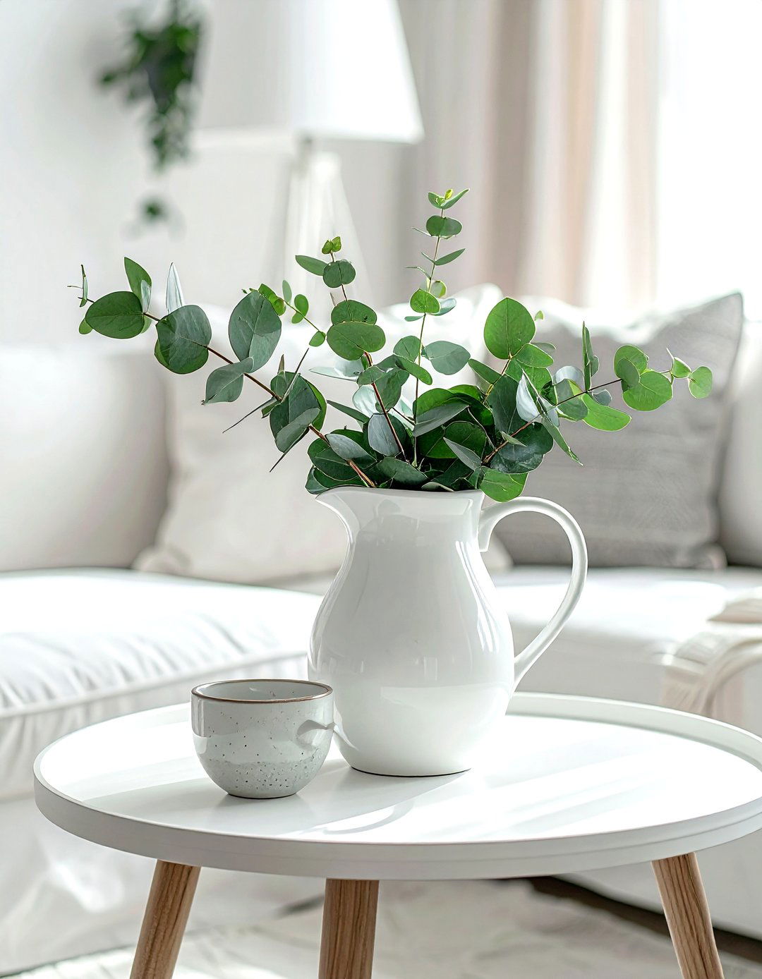 White porcelain pitcher - 30 coffee table decor ideas