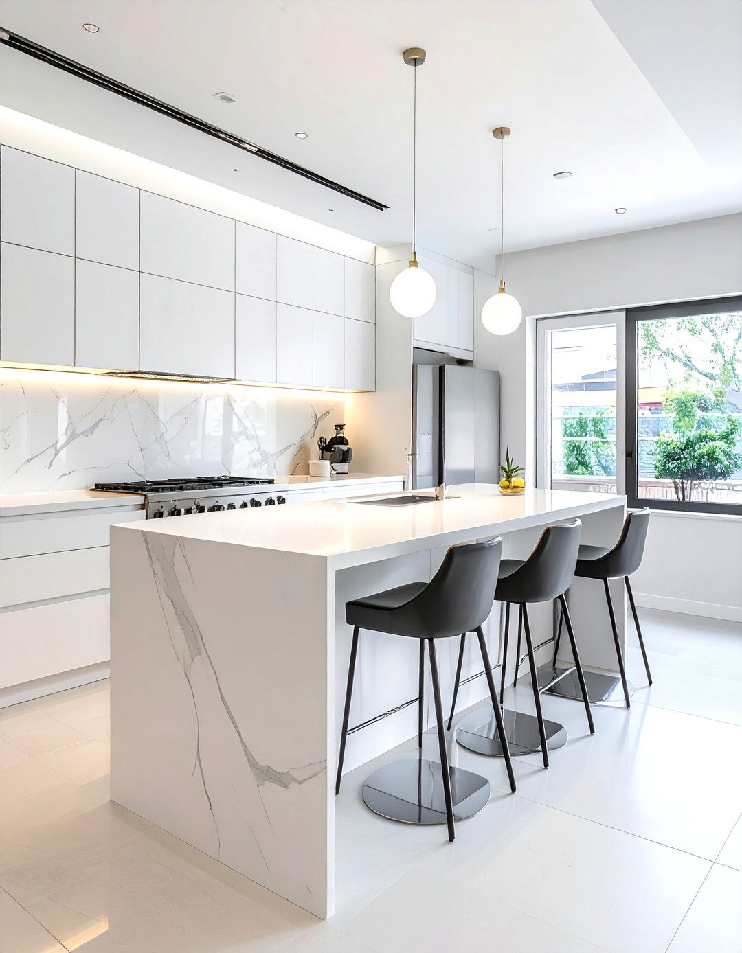 White quartz countertop - 30 kitchen countertop ideas