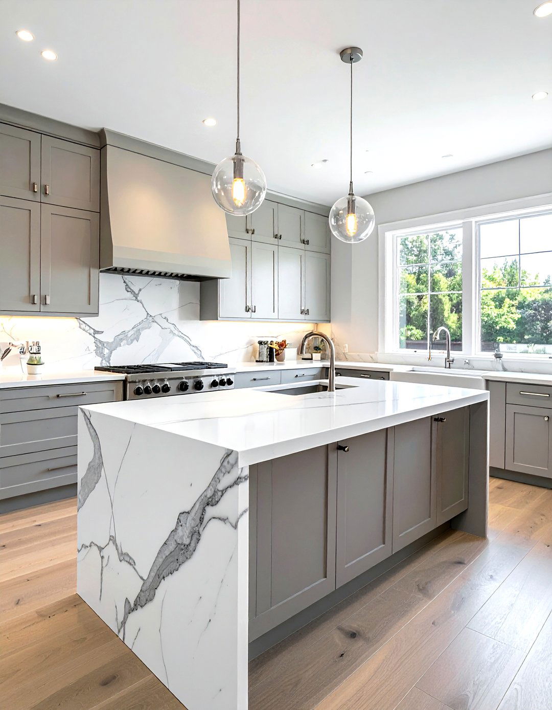 White quartzite countertop - 30 kitchen countertop ideas