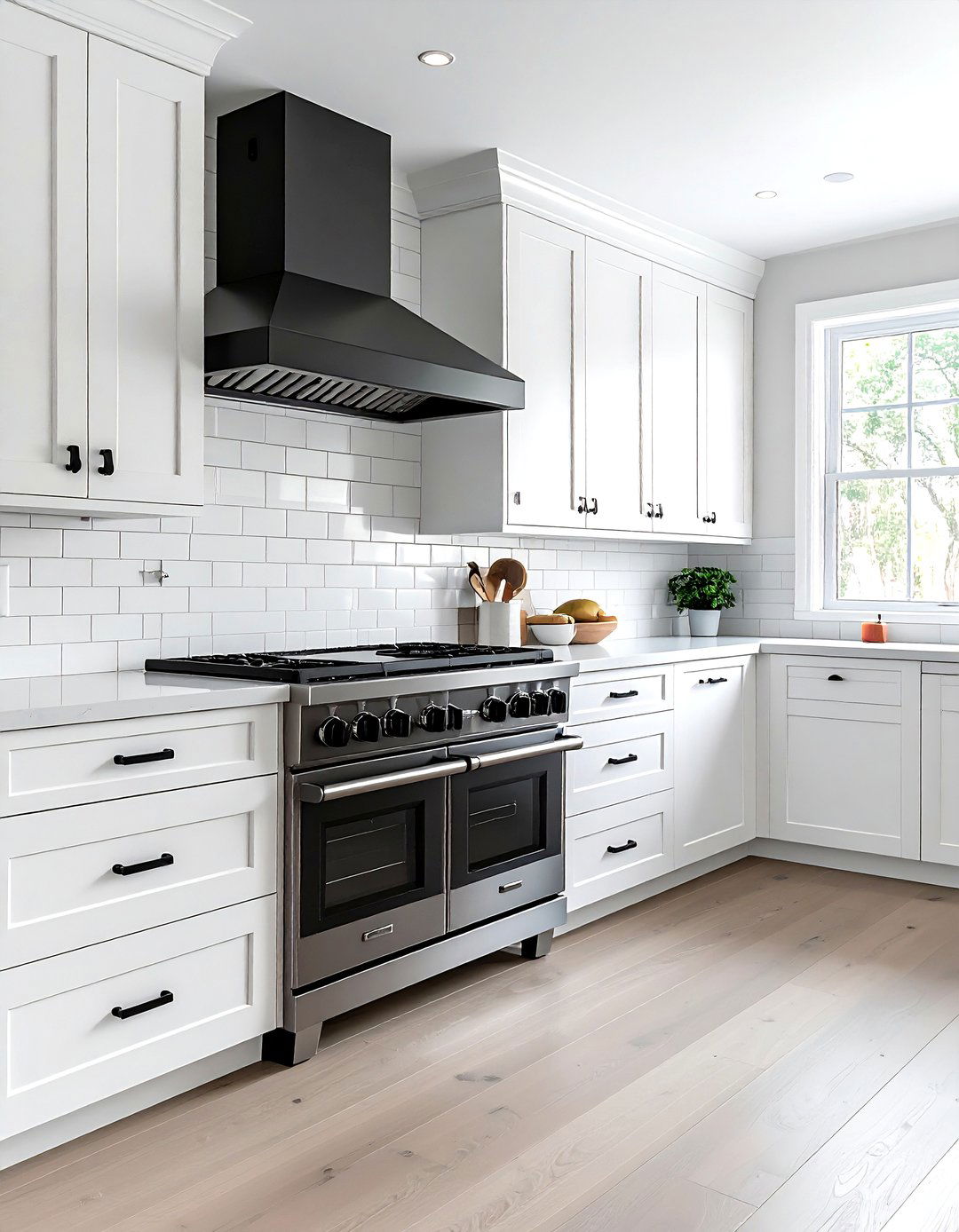 White shaker kitchen cabinets - 30 dual fuel range kitchen ideas