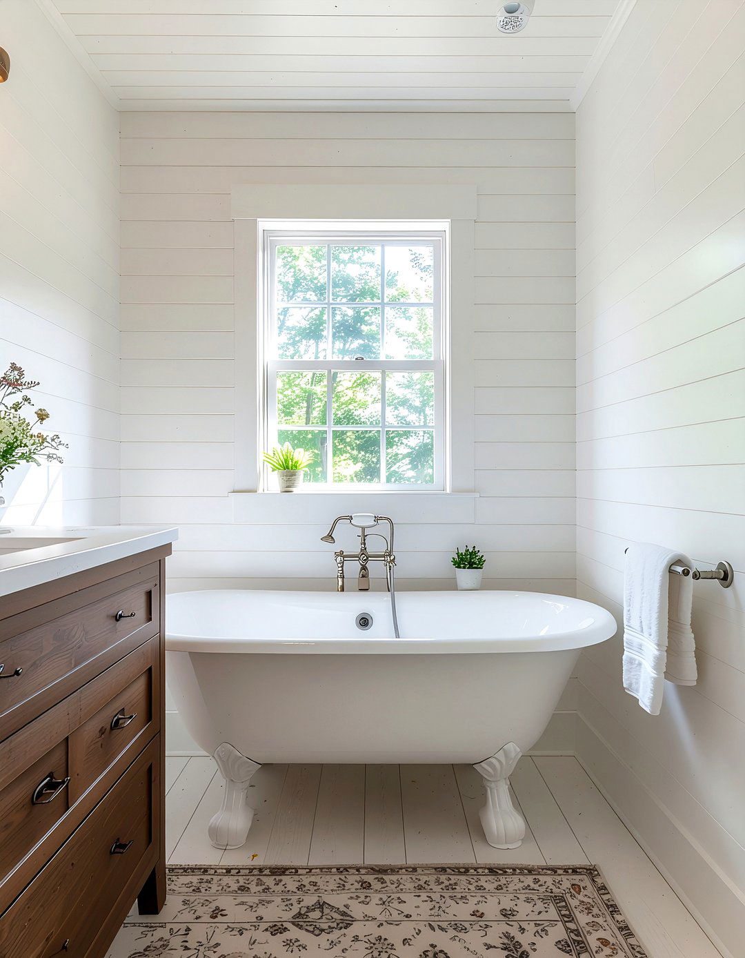 White shiplap bathroom - 30 bathroom feature wall ideas