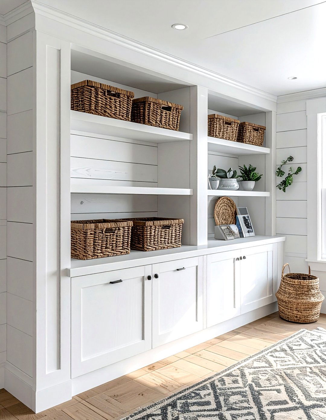 White shiplap built ins - 30 living room built-in shelves