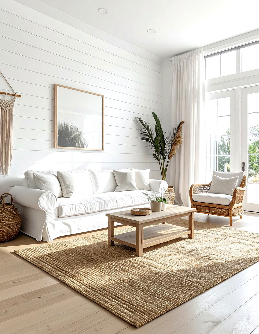 White shiplap living room - 30 living room paneled walls ideas